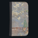 White Flowers on Newsprint Background Samsung S4 Wallet Case<br><div class="desc">The newsprint background and deeply coloured background almost hide the white flowers that are the focus of this painting by Jennifer Goldberger. A very unique and engaging print,  it could make a nice gift for someone who loves avant-garde art!</div>
