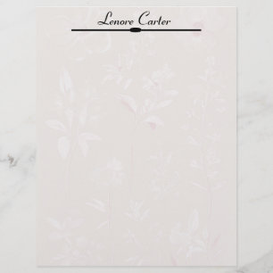 White Flowers on Taupe Personalised Custom Letterhead