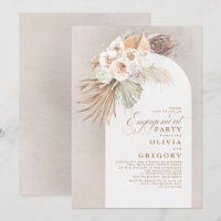 White Flowers Pampas Grass Boho Engagement Party