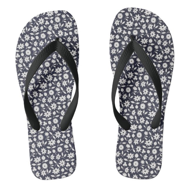 White flowers pattern Design  Jandals (Footbed)