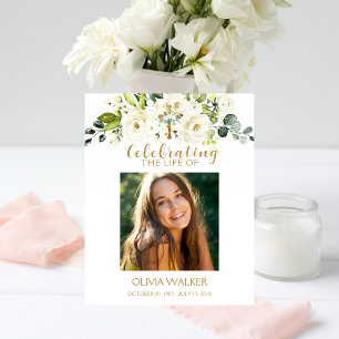 White flowers Photo Funeral Welcome Sign