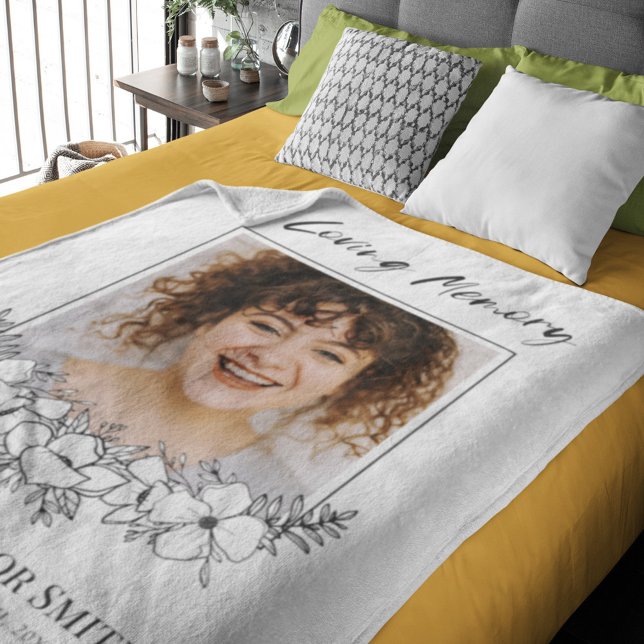 White Flowers Photo In Loving Memory Fleece Blanket (Creator Uploaded)