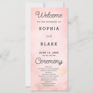 White Flowers Pretty Pink Wedding Program