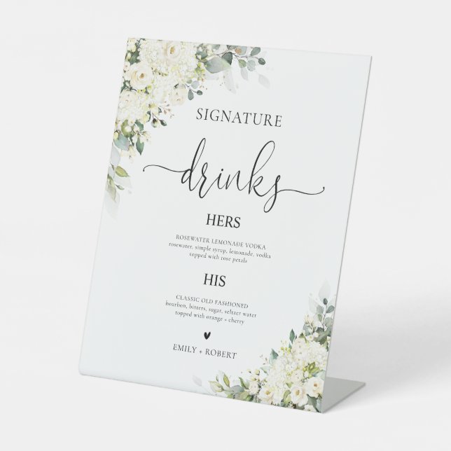 White Flowers Signature Drinks Sign (Front)