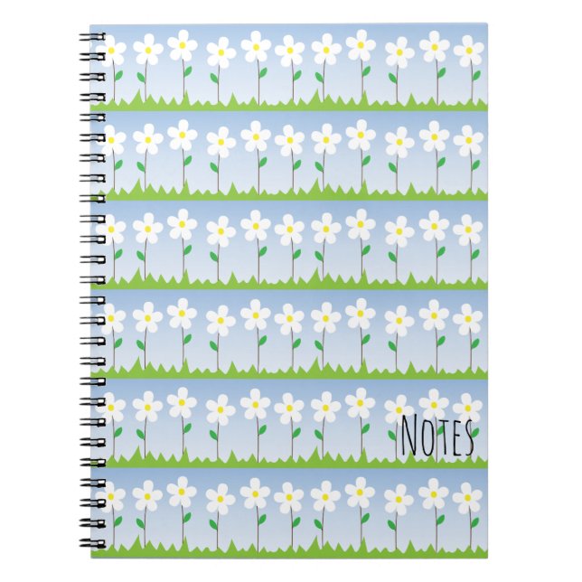 White Flowers Spiral Notebook (Front)