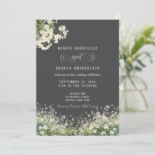 White Flowers Spring Wedding Invitation 