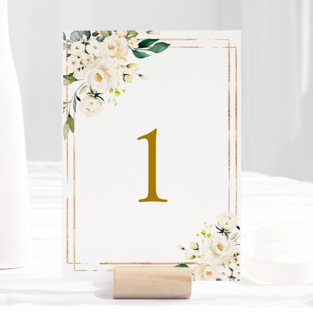 White Flowers Table 1 Wedding Table Number (Creator Uploaded)