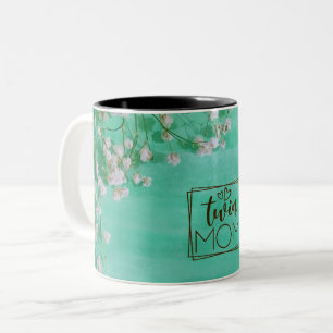 White Flowers Twin Mum Two-Tone Coffee Mug
