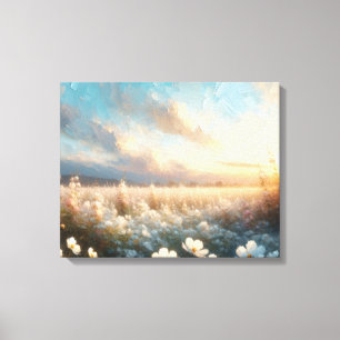 White Flowers Under a Beautiful Sky Canvas Print