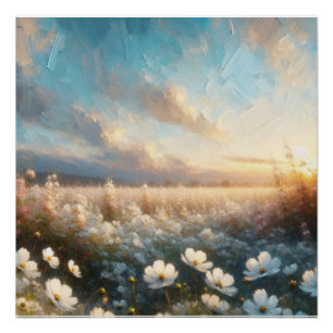 White Flowers Under a Beautiful Sky Poster