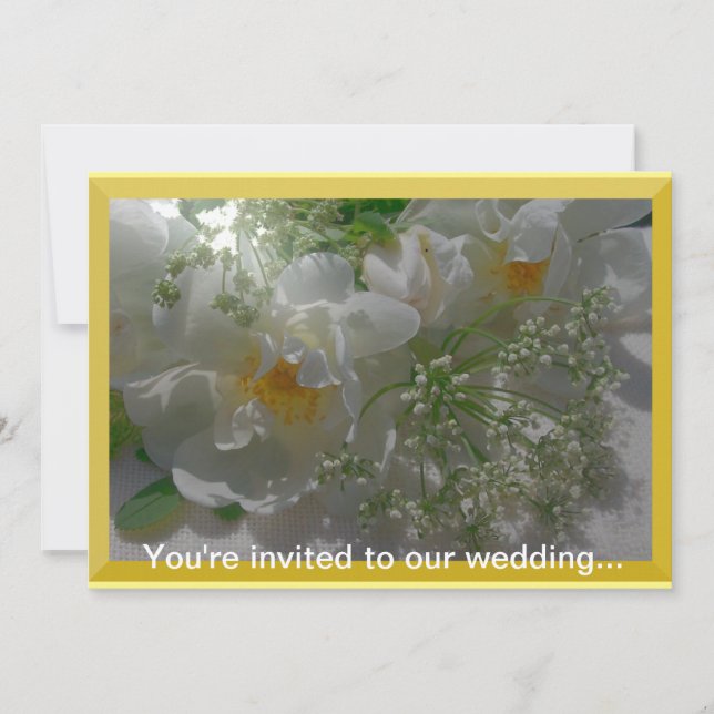 White Flowers Wedding Invitation (Front)