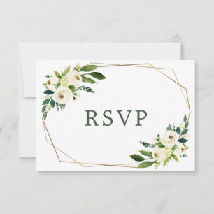white flowers wedding meal coice RSVP card