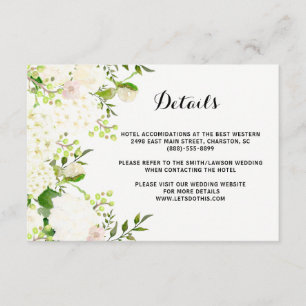 White flowers Wedding Retails, directions insert