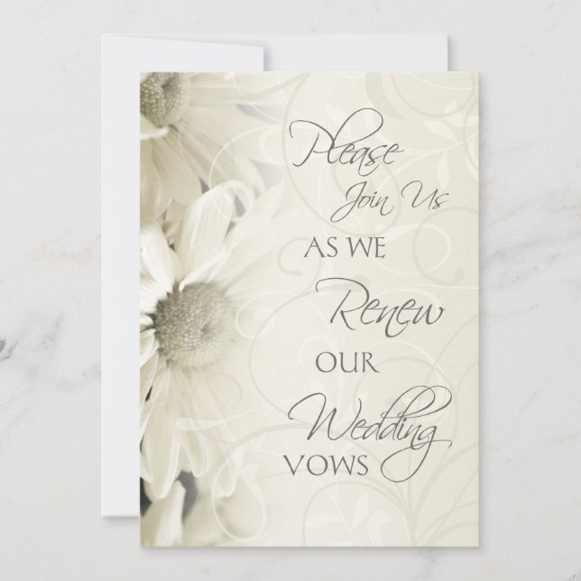 White Flowers Wedding Vow Renewal Invitations (Front)