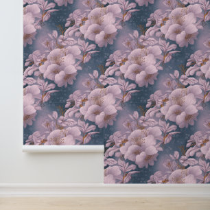 white flowers, with golden floral wallpaper