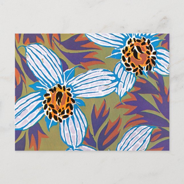 White Flowers With Purple Leaves Postcard (Front)