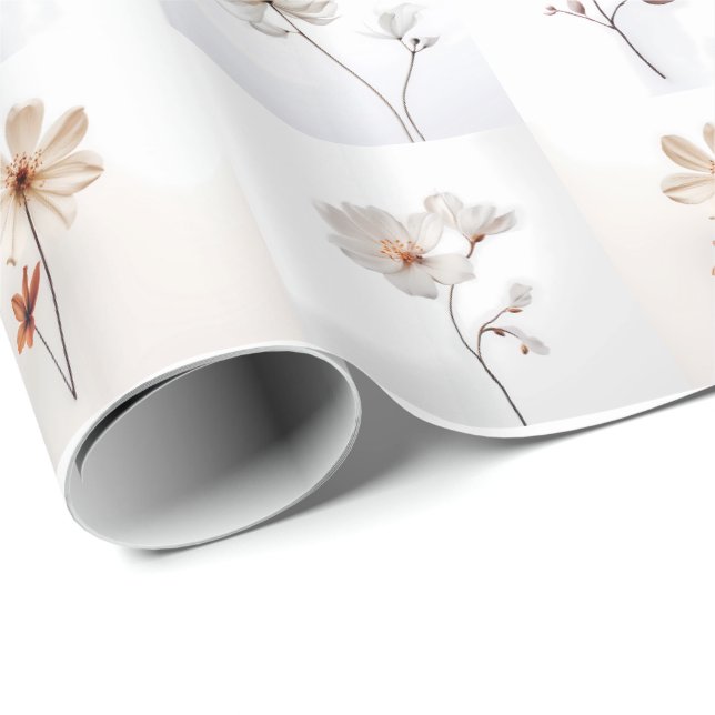 White flowers wrapping paper (Roll Corner)