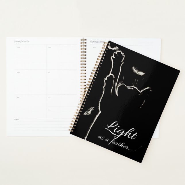 White fluff blacky cat planner (Display)