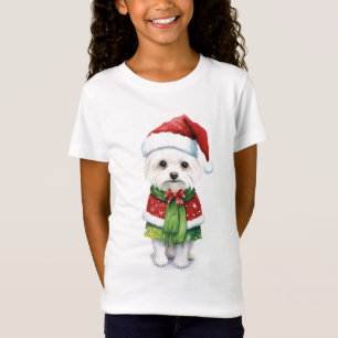 White Fluffy Christmas Dog Kids Shirt – Fun Xmas