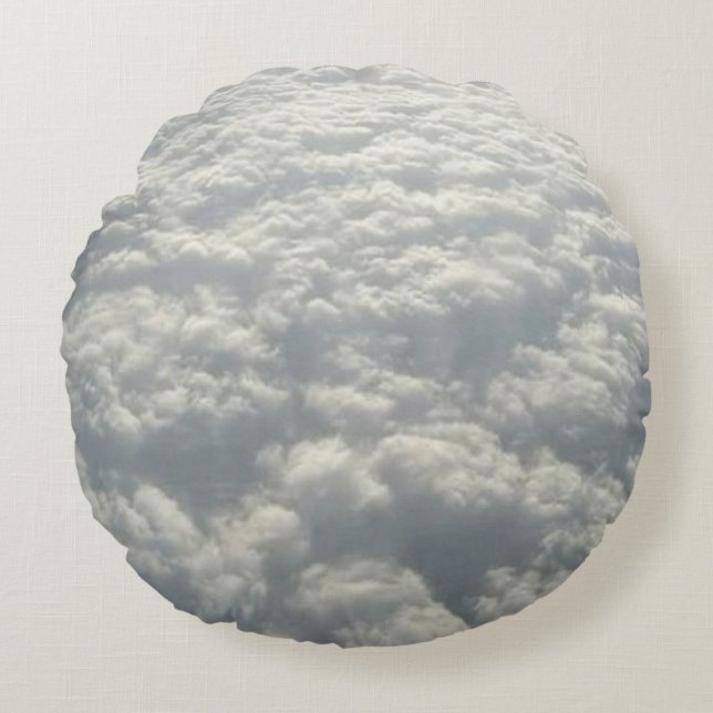 WHITE FLUFFY CLOUDS ROUND CUSHION (Front)