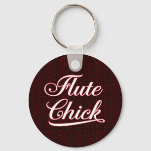 White Flute Chick Script Key Ring