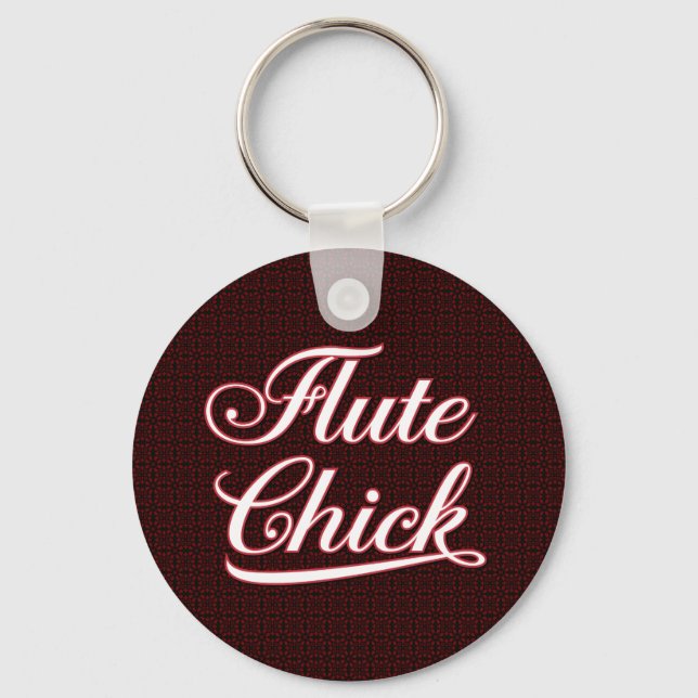 White Flute Chick Script Key Ring (Front)