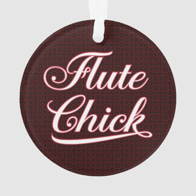 White Flute Chick Script Ornament (Back)