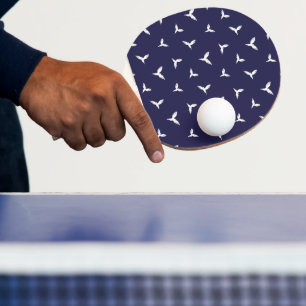 White Flying Birds Dark Blue Modern Minimalist. Ping Pong Paddle