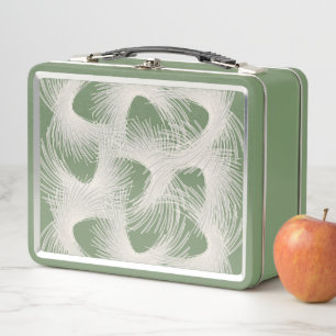 White flying feathers metal lunch box