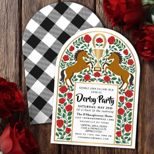 White Folk Horse Racing Derby Day Party Arch Invitation