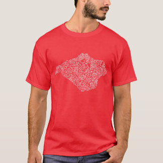 White font Isle of Wight text map mens T shirt