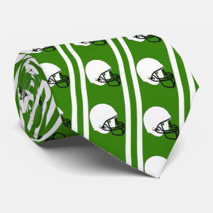 White Football Helmet on Green Necktie 2