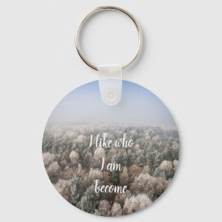 White forest under sky Keychain