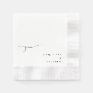 White Forever You Personalised Wedding Cocktail Napkin