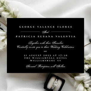 White Formal Black Calligraphy Elegant Wedding Invitation