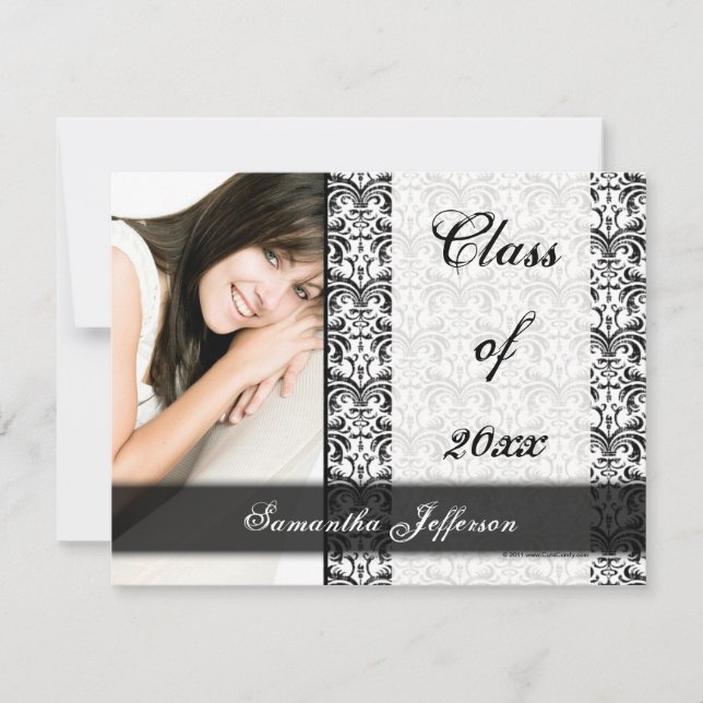 White Formal Damask Invitation (Front)