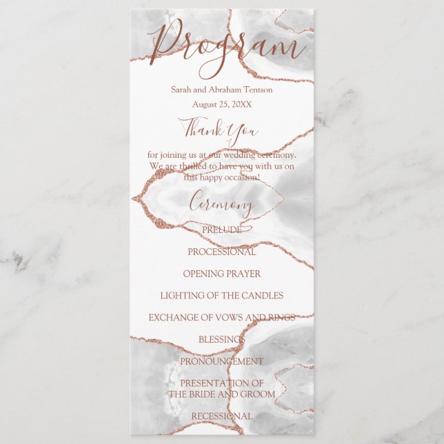White Formal Minimalist Luxury Wedding Programs Menu (Front)