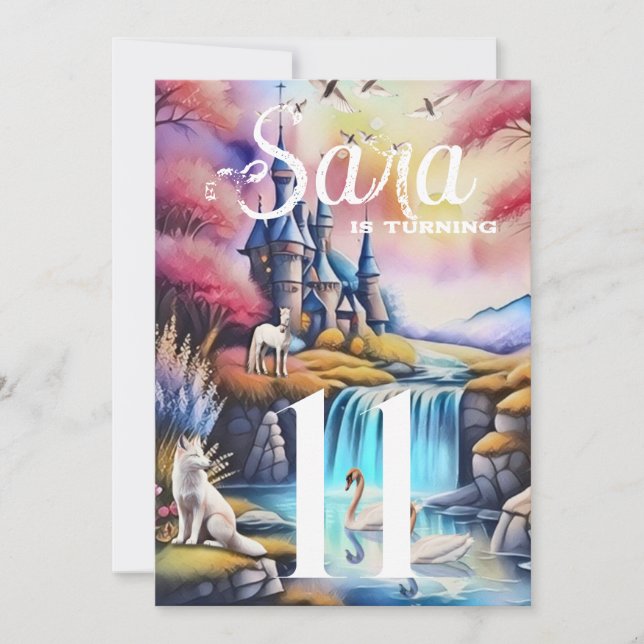 White Fox Party Invitation (Front)