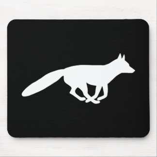 White Fox Silhouette | Wildlife Black and White Mouse Pad
