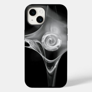 WHITE FRACTAL ROSE iPhone 14 CASE