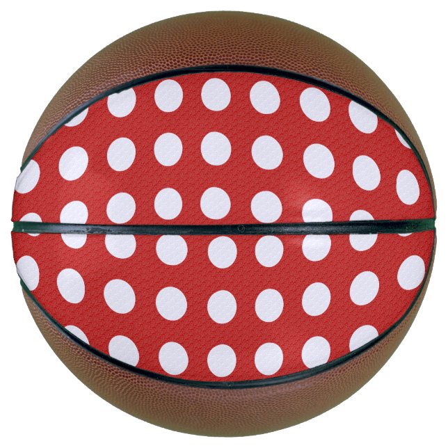 White Fractals Polka Dots Red Fractals Background Basketball (Front)