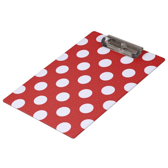 White Fractals Polka Dots Red Fractals Background Clipboard (Angled)