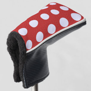 White Fractals Polka Dots Red Fractals Background Golf Head Cover
