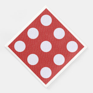 White Fractals Polka Dots Red Fractals Background Napkin