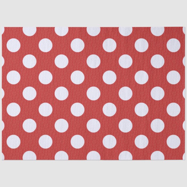 White Fractals Polka Dots Red Fractals Background Tissue Paper (Front)