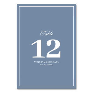 white frame dusty blue wedding table number
