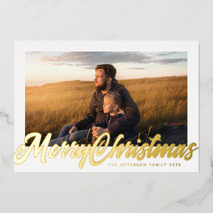 White Frame & Gold Merry Christmas Photo