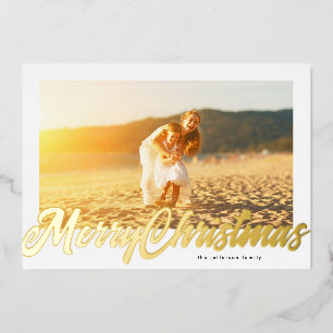 White Frame & Gold Merry Christmas Photo