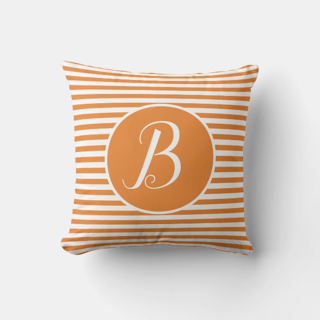 White Frame Monogram Letter Stripes Cushion (Front)