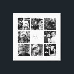 White Frame Monogrammed Photo Collage Canvas Print<br><div class="desc">Add your family photos,  monogram,  or any text of your choice.</div>
